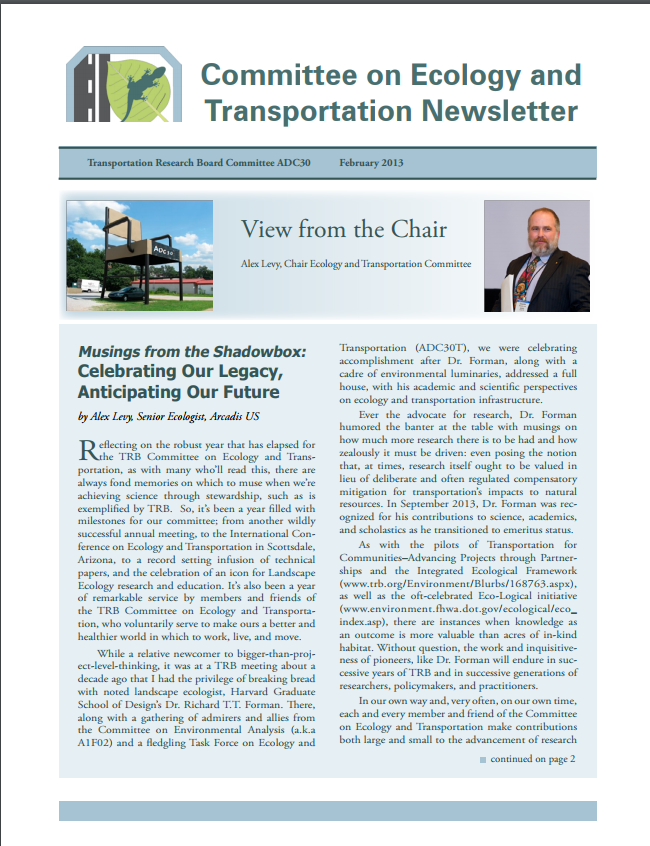 Road Ecology Research Update for China Academy of Transportation Sciences